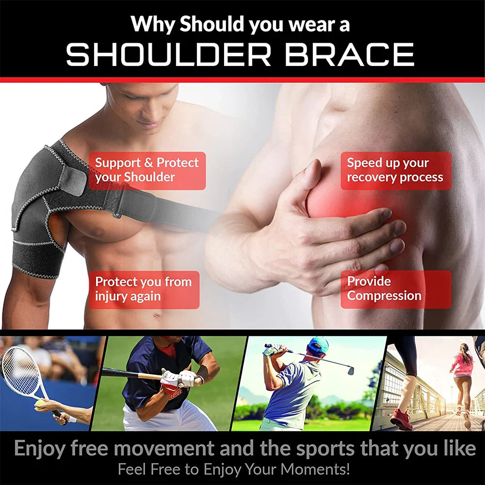 NNEOBA Adjustable Neoprene Shoulder Support Brace Compression Strap Black-4