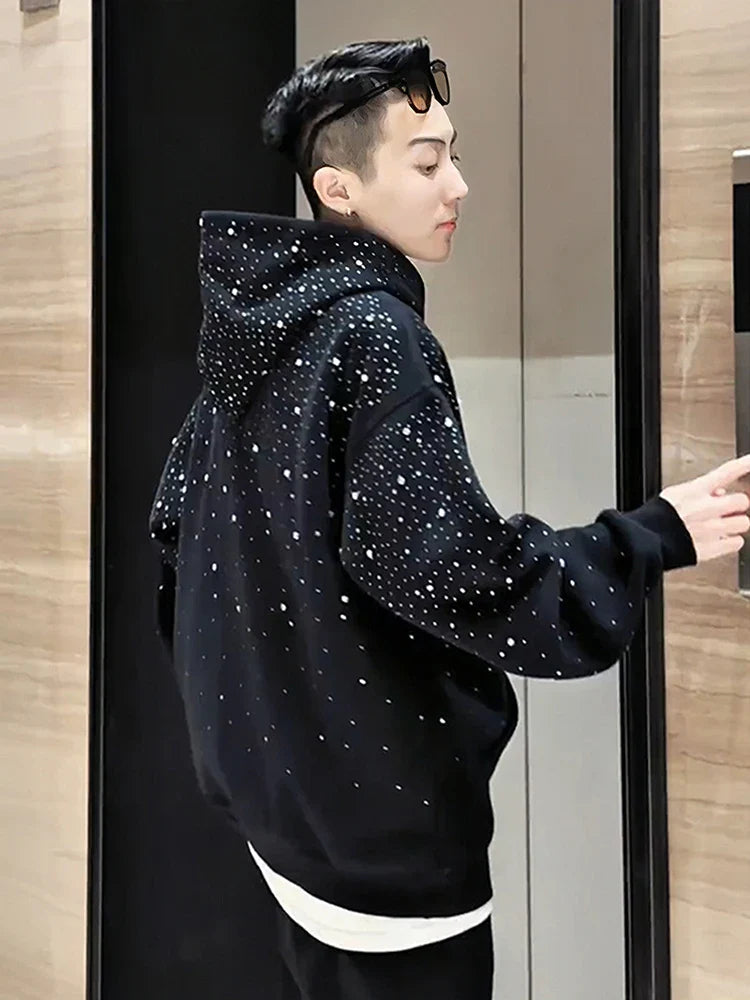 Stylish Men's Rhinestone Hoodie